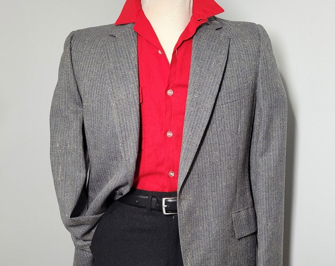 Vintage 1960s Grey Speckled Wool Sport Coat | Atomic Fleck Blazer Jacket | Men's Size M | Rockabilly/Hollywood/Rock n' Roll/VLV/True Vintage
