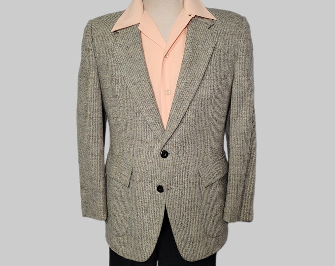 Vintage 1960s Windowpane Wool Sport Coat | 60s Blazer Jacket | Men's Size M | Rockabilly/Hollywood/Rock n' Roll/VLV/Mad Men/True Vintage