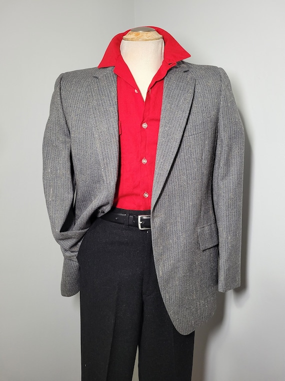 Vintage 1960s Grey Speckled Wool Sport Coat | Atomic Fleck Blazer Jacket | Men's Size M | Rockabilly/Hollywood/Rock n' Roll/VLV/True Vintage