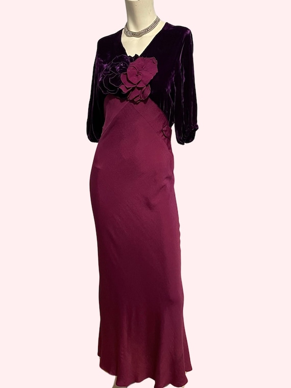 Amazing 1920s Purple Lilac Vintage Dress | Flapper Long Dress Velvet Top Gown | Size S-M |Old Hollywood/Art Deco/Roaring 20s/Flapper Dress