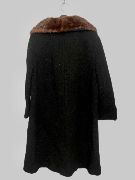 Vintage 1960s Stevens Hockanum Wool Coat W/ Mink Fur Collar - Size