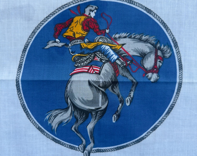 Vintage Western Themed Bandana - Made in USA - RN 14193 | Western, Cowboy, Country, Rodeo, Bull rider, American