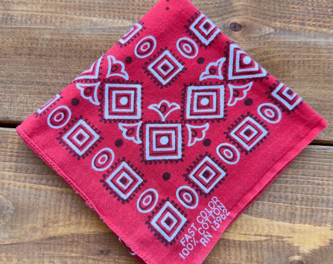 Vintage 1950's/60s Red Bandana - Fast Color - 100% Cotton - RN 13962 | Western, Handkerchief, Boho Style.