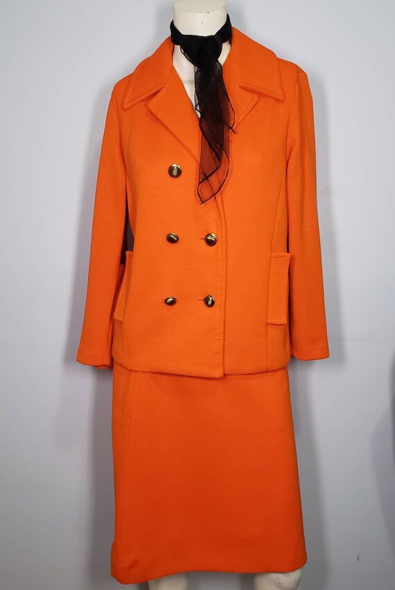 Vintage 1960s Francesca Knits Orange Two piece Wom