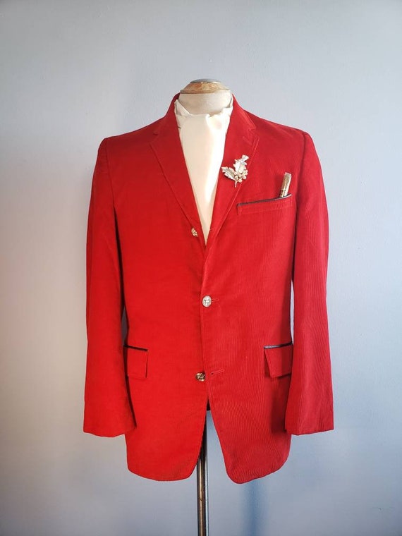 Vintage mcm Mens blazer/jacket red corduroy, holid
