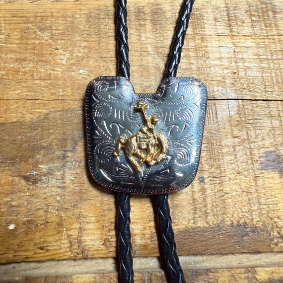 Vintage Golden Cowboy Bolo Tie - Western / Cowboy / Country / Rodeo / Rockabilly / Country / Canada / Accessories