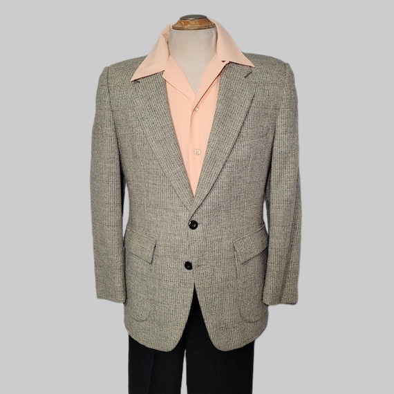 Vintage 1960s Windowpane Wool Sport Coat | 60s Blazer Jacket | Men's Size M | Rockabilly/Hollywood/Rock n' Roll/VLV/Mad Men/True Vintage