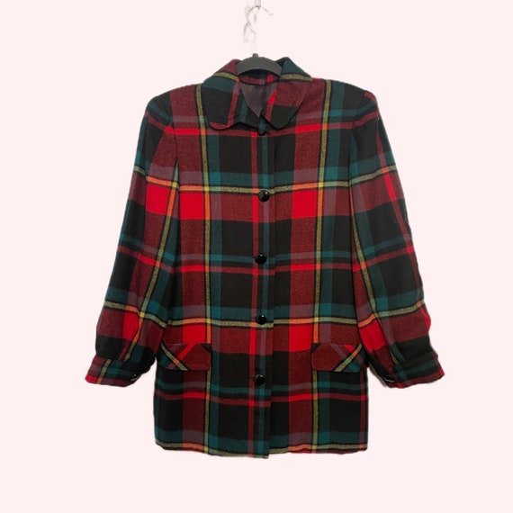 Vintage 1960s/70s  Plaid Wool 49er Style Jacket - Union Made Woman's Lined Coat Jacket - Size  M