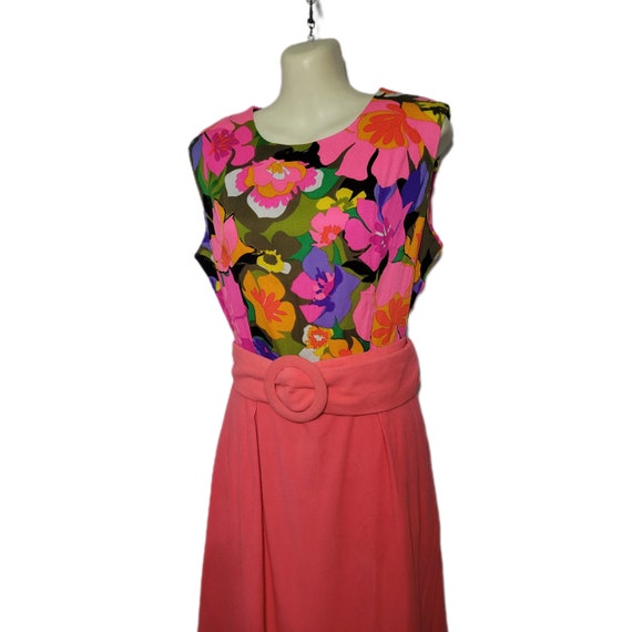 Vintage 1960s Deadstock Simpsons Dress | Floral Pink Cotton | Size M