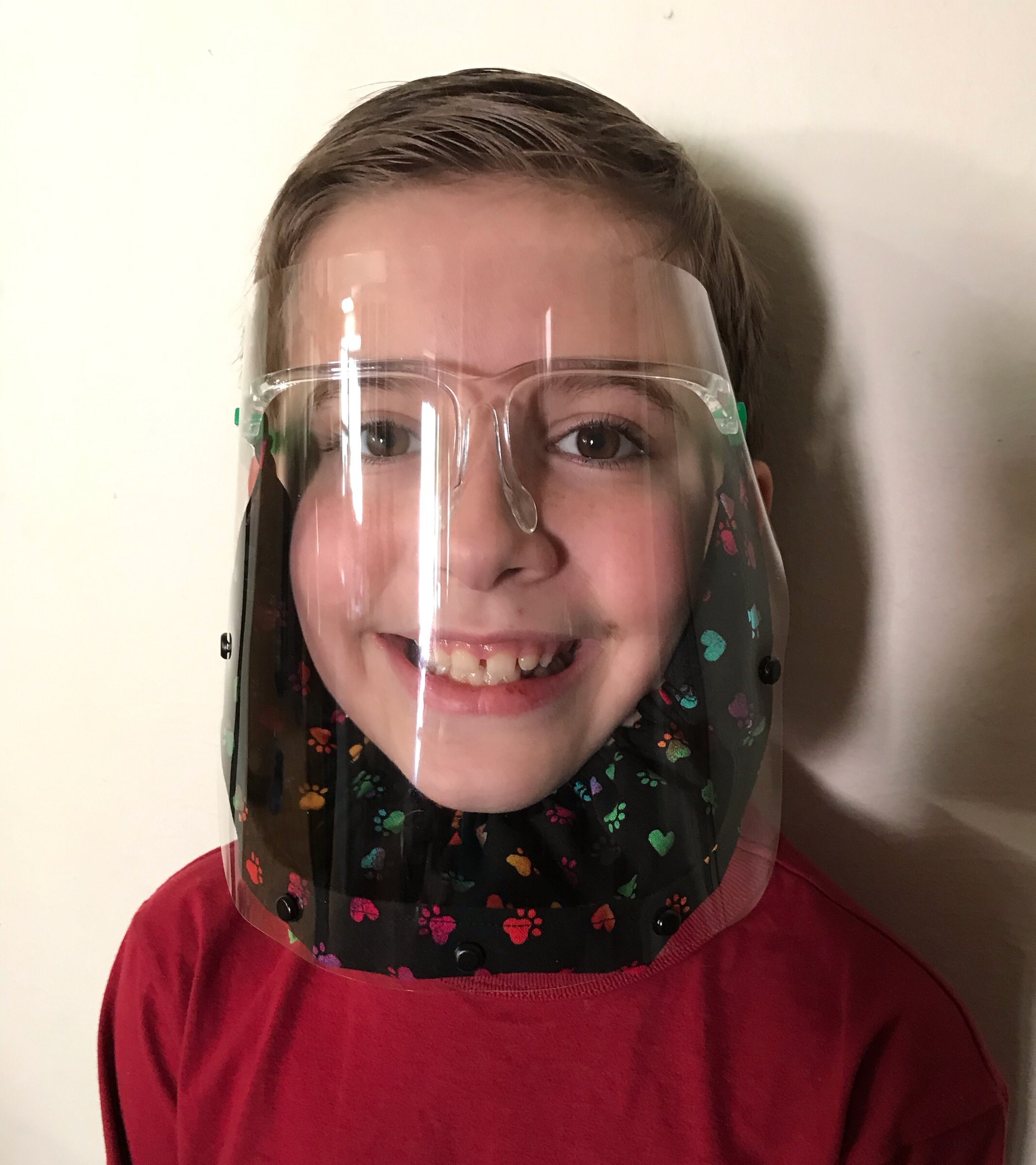 Enclosed KIDS face shield, 100% double-layered cotton, Comfortable, A…
