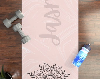 Tappetino yoga personalizzato, tappetino per esercizi personalizzato, fitness stampato per preghiera di meditazione, regalo per lei, accessori per yoga, regali rosa per Pilates