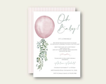 Oh Baby Invitation, Baby Sprinkle Invitation, Baby Shower Invitation, Girl Baby Shower, Girl Baby Sprinkle