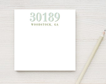 CUSTOM COLOR Housewarming Notepad, Zip Code Notepad, New Homeowner Gift, Address Notepad