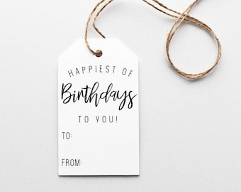Gift Tag, Happy Birthday Gift Tag, Happy Birthday Enclosure Card, Happiest of Birthdays