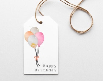 Gift Tag, Happy Birthday Gift Tag, Happy Birthday Enclosure Card, Birthday Balloons Tag