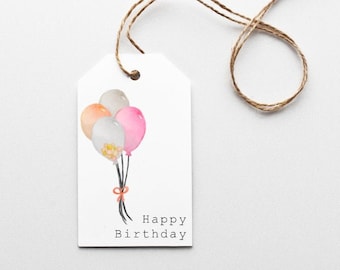 Gift Tag, Happy Birthday Gift Tag, Happy Birthday Enclosure Card, Birthday Balloons Tag