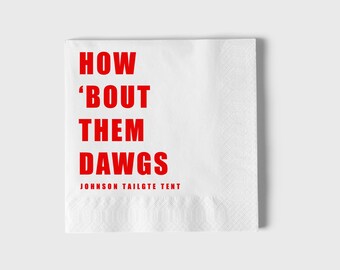 Custom Game Day Napkins, Georgia Napkins, Custom Tailgate Napkins, College Football Napkins, UGA Football Napkins