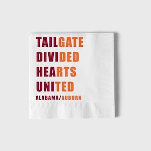 Custom Game Day Napkins, Tailgate Divided Napkins, Custom Tailgate Napkins, College Football Napkins, House Divided Napkins