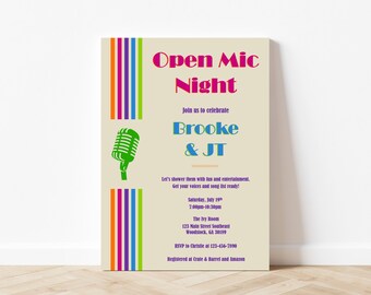 Faire-part karaoké, invitation soirée micro ouvert, invitation shower de couple, shower de couple karaoké, soirée micro ouvert, invitation soirée karaoké