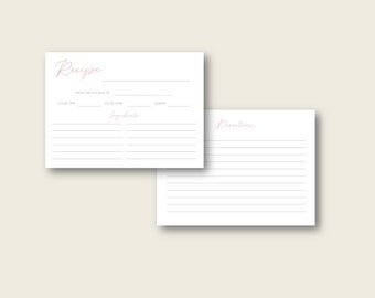 Recipe Card, Recipe Card Insert, Kitchen Shower Invitation, Minimal Recipe Card
