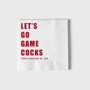 Custom Game Day Napkins, South Carolina Napkins, Custom Tailgate Napkins, College Football Napkins, South Carolina Football Napkins