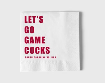 Custom Game Day Napkins, South Carolina Napkins, Custom Tailgate Napkins, College Football Napkins, South Carolina Football Napkins