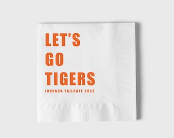 Custom Game Day Napkins, Clemson Napkins, Custom Tailgate Napkins, College Football Napkins, Clemson Football Napkins
