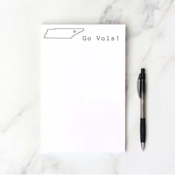 Tennessee Notepad, universtiy of Tennessee gift, graduation gift, collegiate notepad, knoxville, go vols, tennessee volunteers,