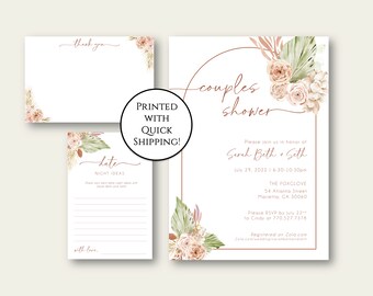 Invitation de douche de couples imprimés, invitation de douche nuptiale, invitation de douche Boho, invitation de douche moderne