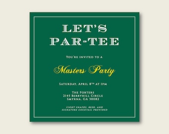 DIGITAL or PRINTED Masters Party Invitation, Masters Golf Invitation, Golf Invitation, Lets Partee, Masters Tournament, Masters Party Decor