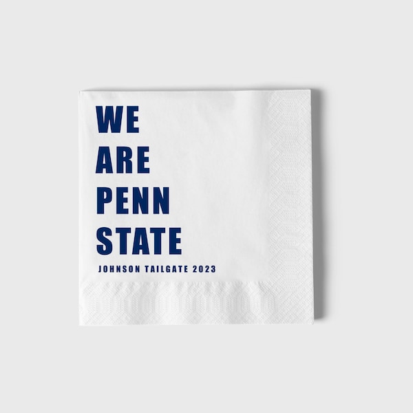 Custom Game Day Napkins, Penn State Napkins, Custom Tailgate Napkins, College Football Napkins, Penn State Football Napkins