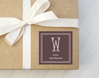 Custom Color Personalized Square Sticker, Monogramed Sticker, Custom Sticker, Gift Enclosure, Gift Tag, To From Sticker, Gift Wrapping