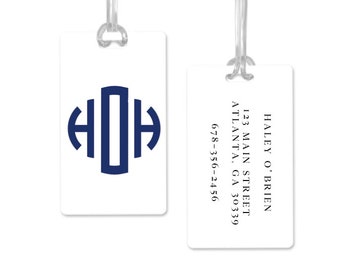 Luggage Tag, Bag Tag, Personalized Bag Tag, Suitcase Tag, Personalized laminated bag Tag, Monogram Crest Bag Tag