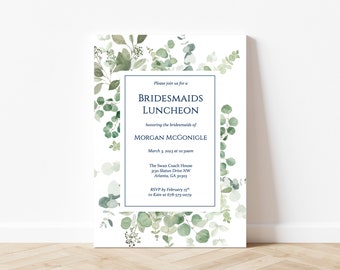 Invitation florale IMPRIMÉE OU NUMÉRIQUE, invitation de douche nuptiale, invitation d'eucalyptus, invitation de déjeuner de demoiselles d'honneur, thé de mariée