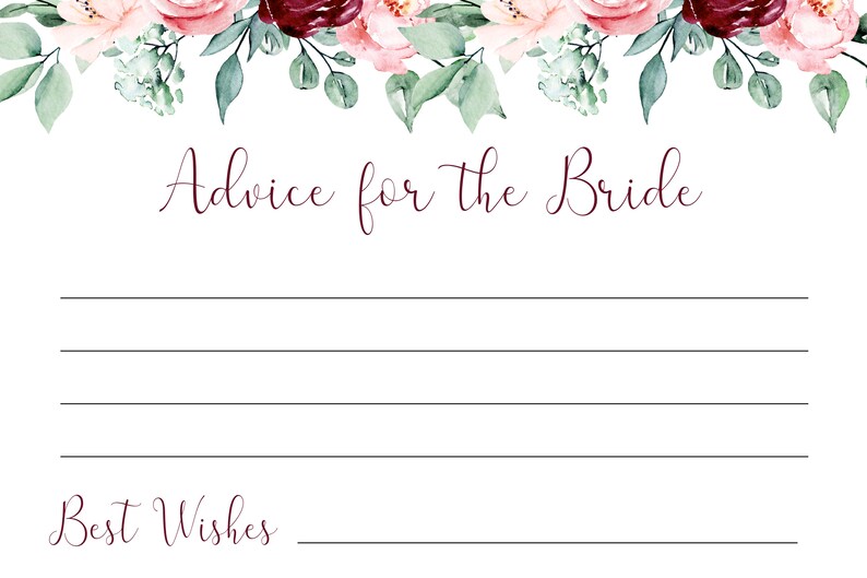 Matching advice cards for the bride, bridal luncheon game