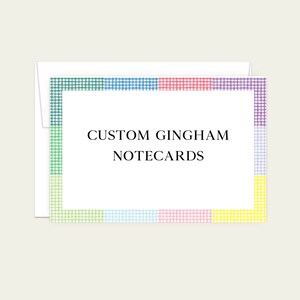 Custom Stationery, Personalized Stationery, Gingham Stationery, Gingham Note Cards, Thank You Notes, custom notecards, thank you cards