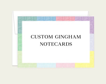 Custom Stationery, Personalized Stationery, Gingham Stationery, Gingham Note Cards, Thank You Notes, custom notecards, thank you cards