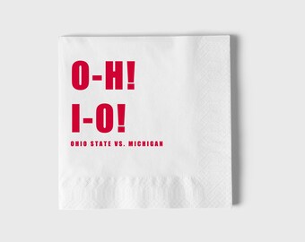 Custom Game Day Napkins, Ohio State Napkins, Custom Tailgate Napkins, College Football Napkins, Ohio State Football Napkins