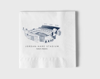 Custom Game Day Napkins, Auburn Napkins, Custom Tailgate Napkins, College Football Napkins, Auburn Football Napkins, Jordan-Hare Stadium
