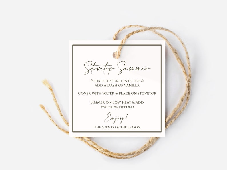 Stovetop Potpourri Recipe Card Holiday Gift Hostess Gift Etsy