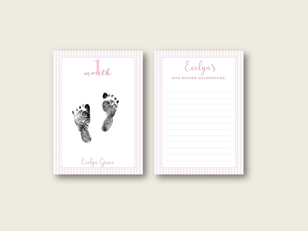 Digital or Printed Personalized Monthly Milestone Cards, Footprint Milestone  Cards, Baby Milestone Cards, Girl Milestone Card - Etsy, image size:1080x810