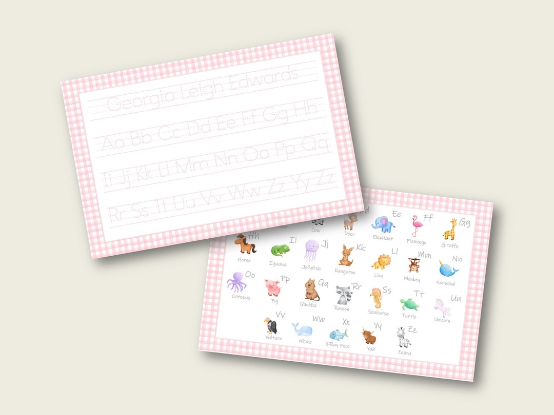 Alphabet Tracing Laminated Placemat, Children's Placemat, Name Tracing