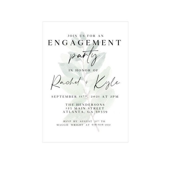 Greenery Invitation Engagement Party Invitation Bridal Etsy