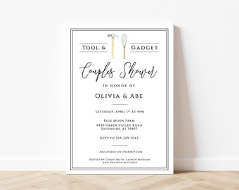 PRINTED Tool and Gadget Shower Invitation, His and Hers Shower Invitation, Couples Shower Invitation