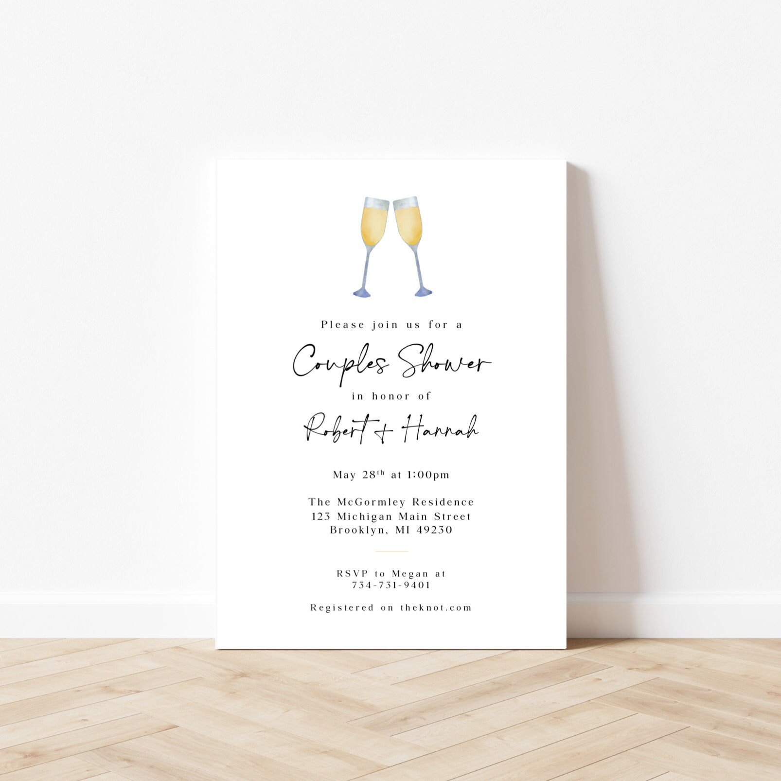 Couples Shower Invitation, Minimal Couples Shower Invitation, Cheers Invitation, Champagne Invitation, Couples Shower Holiday Invitation