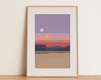 Arte de pared de Tatooine inspirado en Star Wars, arte de pared minimalista de Star Wars, planetas de Star Wars, arte de pared moderno de Star Wars, regalo de arte de Star Wars