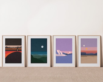 Tatooine Endor Hoth Mustafar Set of 4 Art Prints, Star Wars Travel Posters, Subtle Star Wars Art, Star Wars Inspired Minimalist Wall Art