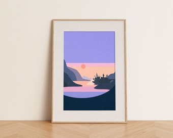 Magic School Castle Wall Art at Sunset, Magic Wizard School Wall Art, Minimalist Hog warts Art, HP Fan Art