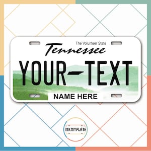 Inkmyplate - Personalisiertes TENNESSEE Nummernschild für Autos, LKWs, Motorräder, Fahrräder und Vinyl-Aufkleber