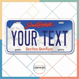 Inkmyplate - Personalisiertes SOUTH DAKOTA Nummernschild für Autos, LKWs, Motorräder, Fahrräder und Vinyl-Aufkleber
